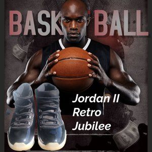 Jordan ll Retro Jubilee Basketball Shoes Black/White Size 9.5